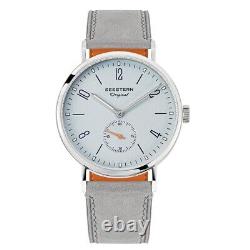 Seestern S382 Mécanique Automatique Acier Cuir Gris Bleu Saphir Montre Homme