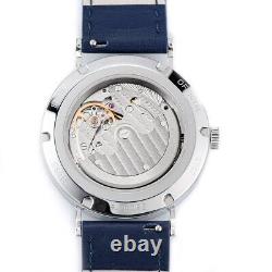 Seestern S382 Mécanique Automatique Acier Cuir Gris Bleu Saphir Montre Homme