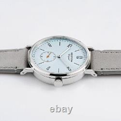 Seestern S382 Mécanique Automatique Acier Cuir Gris Bleu Saphir Montre Homme