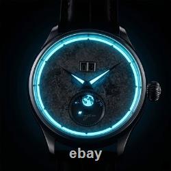 Seestern S401 Phases de lune Automatique Acier Cuir Titane Date Montre Homme