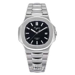 Seestern S466 Automatique Acier Noir Date Saphir Montre Homme