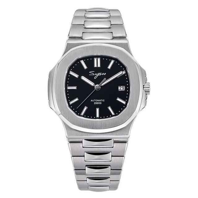 Seestern S466 Automatique Acier Noir Date Saphir Montre Homme