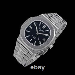 Seestern S466 Automatique Acier Noir Date Saphir Montre Homme