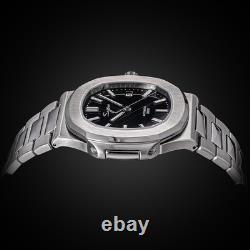 Seestern S466 Automatique Acier Noir Date Saphir Montre Homme