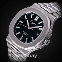 Seestern S466 Automatique Acier Noir Date Saphir Montre Homme