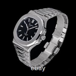 Seestern S466 Automatique Acier Noir Date Saphir Montre Homme