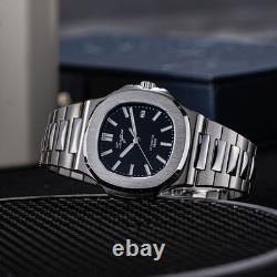 Seestern S466 Automatique Acier Noir Date Saphir Montre Homme