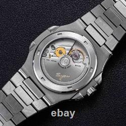 Seestern S466 Automatique Acier Noir Date Saphir Montre Homme