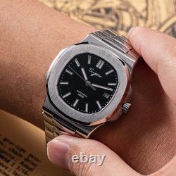 Seestern S466 Automatique Acier Noir Date Saphir Montre Homme