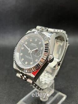 Seiko MOD Nh35 Just automatic black diamond acier 40mm