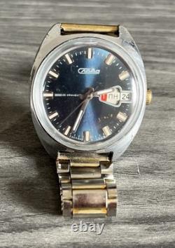 Slava Montre bracelet homme automatique réf. 2428 jour/date cadran bleu