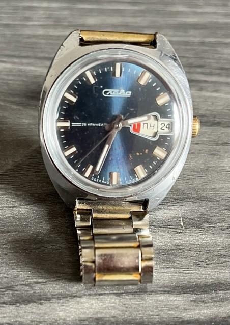 Slava Montre Bracelet Homme Automatique R&eacute;f. 2428 Jour/date Cadran Bleu