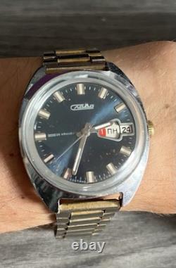 Slava Montre bracelet homme automatique réf. 2428 jour/date cadran bleu