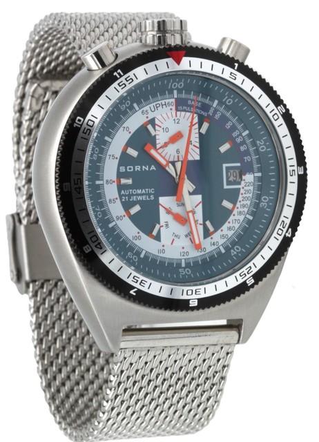 Sorna Bullhead Montre Automatique Style Rétro Bleu Hommes 21 Jewels Ø 48 Mm