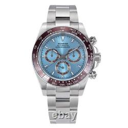 Sugess S418-2 Ice Bleu Chronographe Automatique Marron Acier Saphir Montre Homme