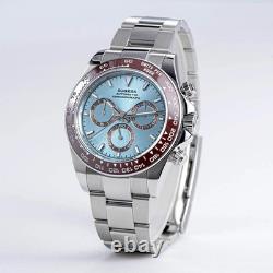 Sugess S418-2 Ice Bleu Chronographe Automatique Marron Acier Saphir Montre Homme