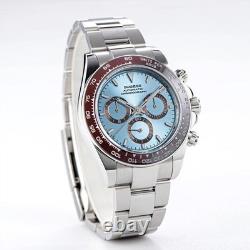 Sugess S418-2 Ice Bleu Chronographe Automatique Marron Acier Saphir Montre Homme