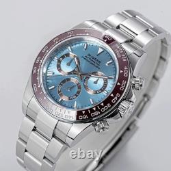 Sugess S418-2 Ice Bleu Chronographe Automatique Marron Acier Saphir Montre Homme