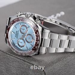 Sugess S418-2 Ice Bleu Chronographe Automatique Marron Acier Saphir Montre Homme Sugess S418-2 Ice Bleu Chronographe Automatique Marron Acier Saphir Montre Homme