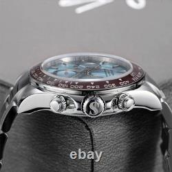 Sugess S418-2 Ice Bleu Chronographe Automatique Marron Acier Saphir Montre Homme
