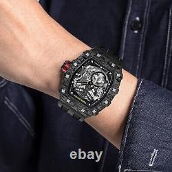 TSAR BOMBA Montre Homme Luxe Automatique Squelette Mécanisme Apparent (Saphir)