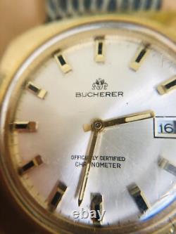 Vintage Bucherer Watch Gold Plated -COSC Automatic ETA 2452 36 x 36mm