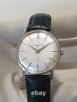 Vintage ETERNA MATIC watch linen dial stainless steel automatic 1414U movement