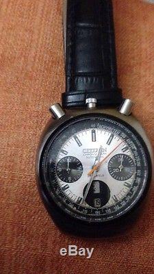 Vintage citizen 23 jewels chronographe bullhead/panda montre automatique 8110A